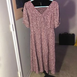 Mid-Length White and Burgundy Dress